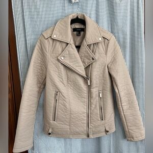 Forever21 Women's Beige Faux Leather Jacket